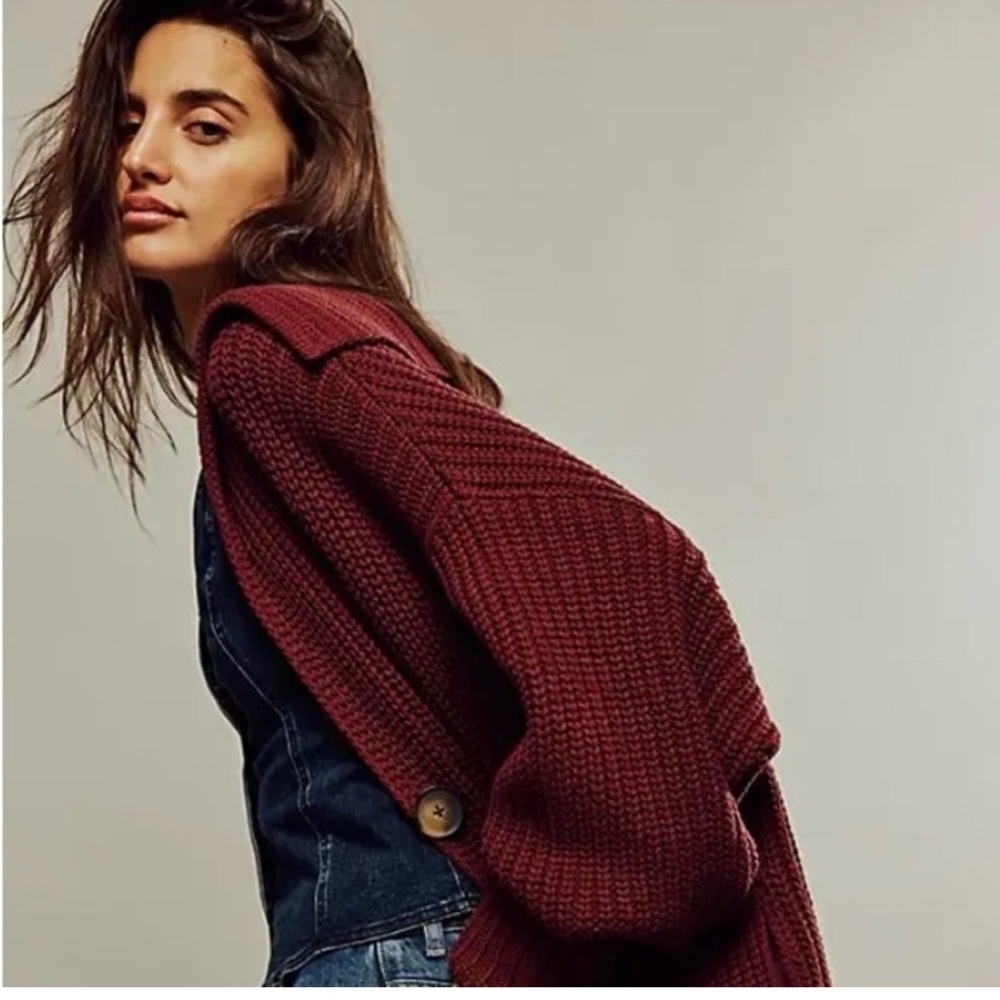 Free People Swim Too Deep Cardigan size XL New with Tags Cinnamon Brown - Picture 2 of 14